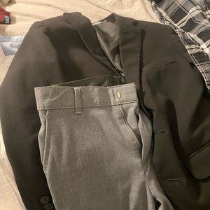 Boys jacket and khaki dress out fit.